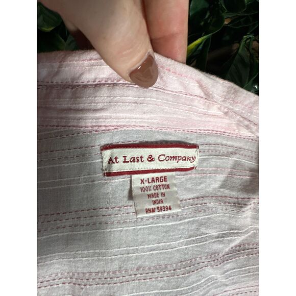 Y2K Vintage Preppy Pink White Striped Button Up Long Sleeve Fits Like Size Small - Picture 3 of 5